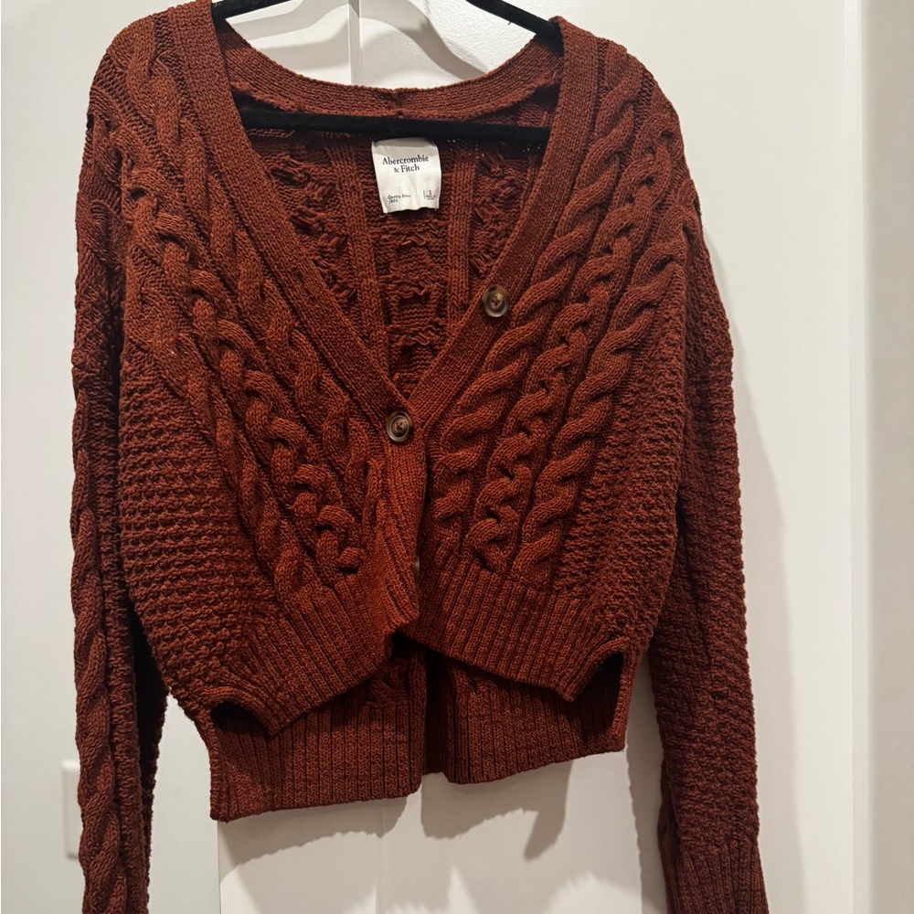 Abercrombie & Fitch Brown Cable Knit Cardigan